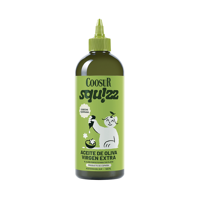 Aceite de oliva virgen extra en biberón Squizz